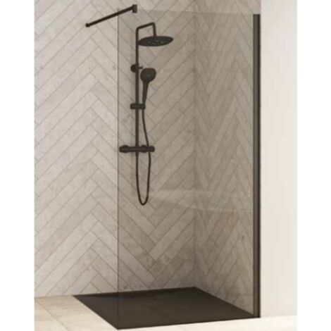 KINEDO Paroi de douche fixe 198,3 X 130 Smart Design solo profilé noir verre transparent