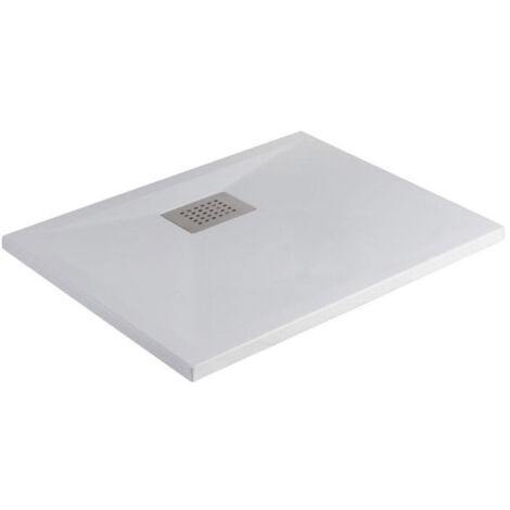 Kinedo - Receveur antidérapant blanc mat, bonde centree sur la longueur Kinesurf