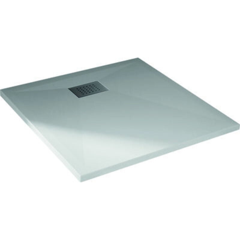 Receveur de douche extra plat - Kinesurf Kinedo 90 x 90 x 4 cm - Blanc - Bonde centrée sur la largeur