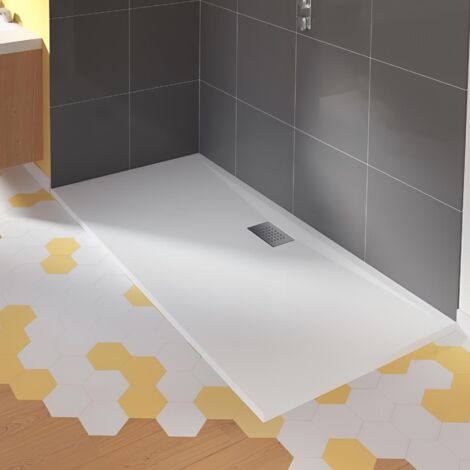 Kinedo – Receveur de douche à poser ultra-plat 150 x 90 x 4 cm – Biocryl thermoformé – Antidérapant – Bonde centrée inox – Normes PMR