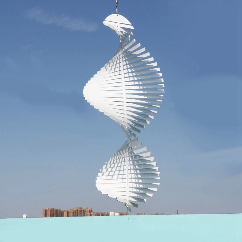 Tlily - Kinetic Blank Sublimation Wind Spinner 3D Spiral Windchime Carillon Sculpture Suspendu ExtéRieur IntéRieur Jardin DéCor 18X45Cm