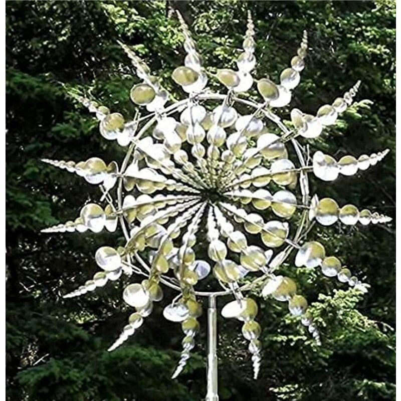 GTA - Kinetic Sculpture Moulin à Vent en Métal Unique Moulin à Vent Magique avec Jardin avec Acier Inoxydable Jardin Extérieur Spinners pour la
