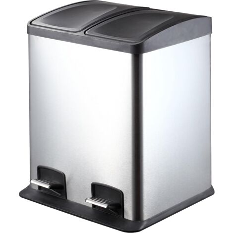 King Home Abfalleimer 2x12 l für Recycling 37,6x36x45h cm mit Pedal