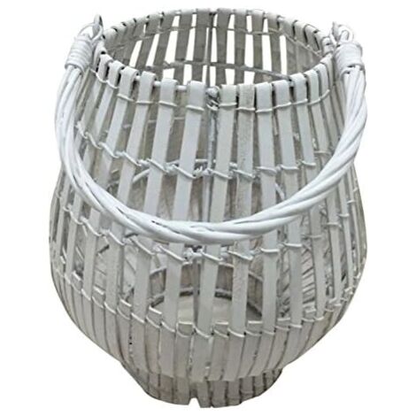 King Home BAMBUSWEISSER LATERNE MIT GLAS 20x39h cm