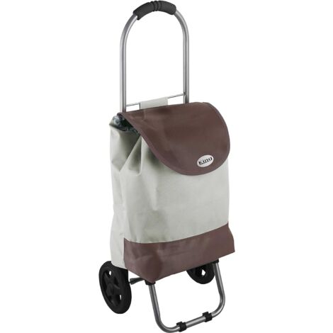 King Home BEIGE BICOLOR wasserdichter Einkaufswagen 32x25x88h cm beige/walnuss