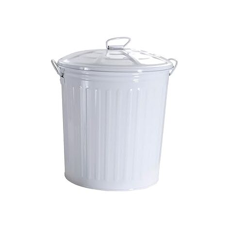 King Home BIN LT.18 WHITE PAINTED mit Deckel und Seitengriffen 31x35h cm