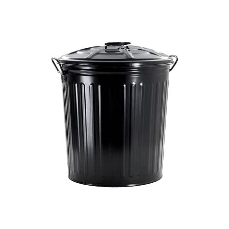 King Home BIN LT.35 BLACK PAINTED mit Deckel und Seitengriffen 37x41h cm