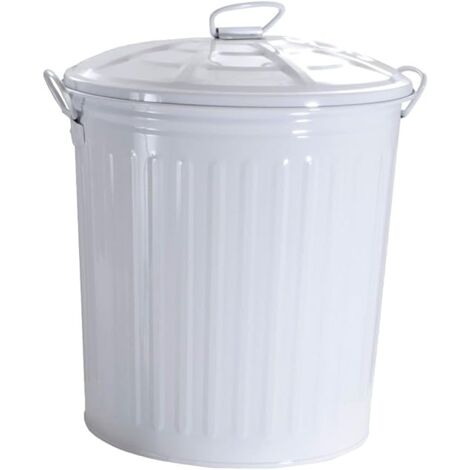 King Home BIN LT.35 WHITE PAINTED mit Deckel und Seitengriffen 37x41h cm