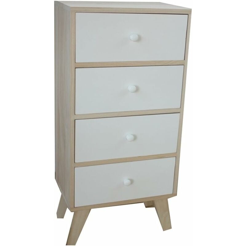 King Home - Armoire à 4 tiroirs en bois de paulownia