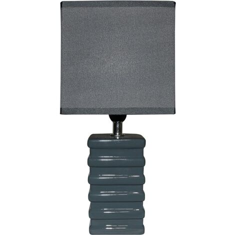 King Home DARK GREY TISCHLAMPE Keramik rechteckiger Sockel 14x11x29,5 cm
