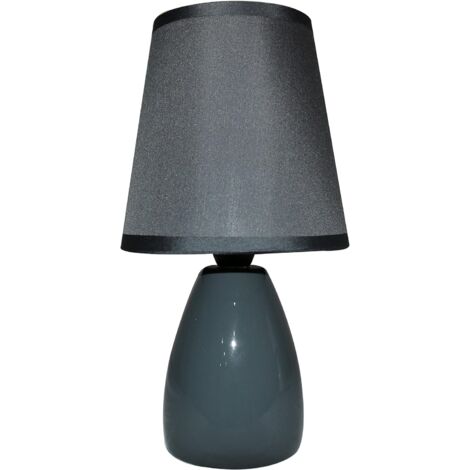 King Home DARK GREY TISCHLAMPE Keramik runder Sockel 10x25h cm