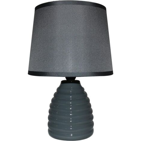 King Home DARK GREY TISCHLAMPE Keramik runder Sockel 15x26,5h cm
