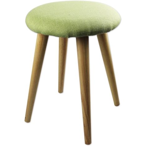 King Home GREEN KD STOOL Baumwollsitz + 4 Holzbeine CM 31X31X44
