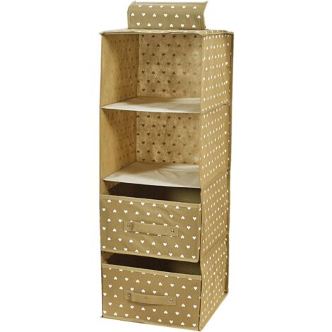 King Home ORDERER MIT 2 GROSSEN SCHUBFÄCHERN IN TNT BEIGE 30x30x80h cm