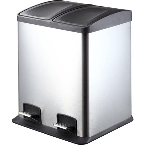 King Home Pattumiera 2x12 l per raccolta differenziata 37,6x36x45h cm con pedale