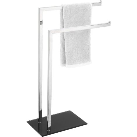 King Home PLANT TOWEL HOLDER 2 BRACKETS Stahl, Sockel aus schwarzem gehärtetem Glas 45x20x69h cm