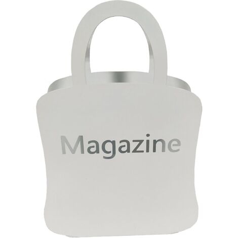 King Home PORTARIVISTE BIANCO "MAGAZINE" CON MANIGLIE in metallo verniciato 29x7x32,5h cm