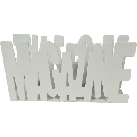 King Home PORTARIVISTE BIANCO "MAGAZINE" in metallo verniciato 34x8,5x18h cm