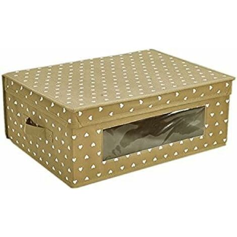 King Home SCATOLA KING BOX IN TNT BEIGE 48x36x19h cm con maniglie laterali e finestrella trasparente