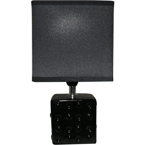 King Home SCHWARZE TISCHLAMPE Keramik quadratischer Sockel 14x11x26h cm