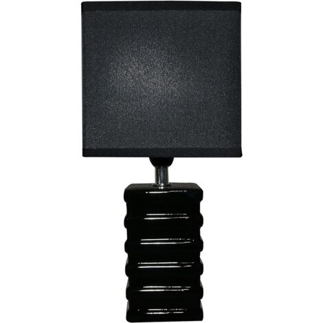 King Home SCHWARZE TISCHLAMPE Keramik rechteckiger Sockel 14x11x29,5 cm