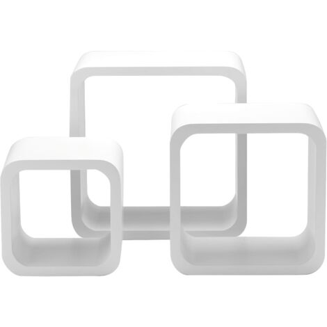 King Home SET 3 PZ(cm 17x17x15 + 22x22x15 + 27x27x15) MENSOLA QUADRA STONDATA BIANCA CARTONE DA 4 PEZZI