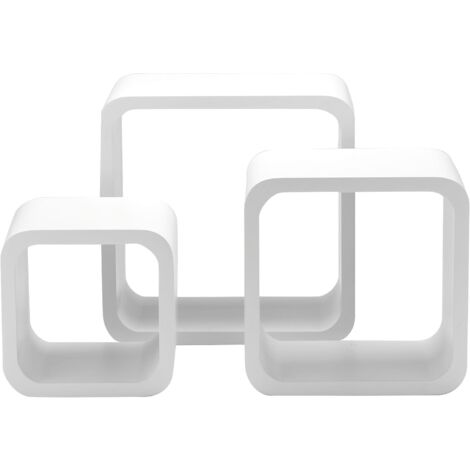 King Home SET 3 STÜCK(cm 17x17x15 + 22x22x15 + 27x27x15) VIERTEILIGER QUADRATISCHER STEINIGER WEISSER KARTON