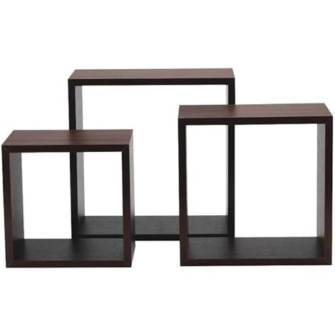 King Home SET 3 STÜCKE (cm 25x25x16 + 30x30x16 + 35x35x16) QUADRATISCHER MDF-ENGE-BASKET 2 STÜCKE