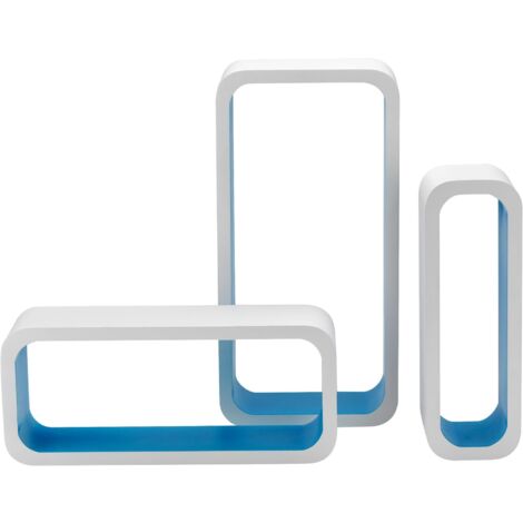 King Home SET 3 STÜCKE(cm 10x10x30 + cm 15x10x35 + cm 20x10x40) RECHTECKIGES GESTEINTES MDF-Spülbecken WEISS/BLAU 2-TEILIGER KASTEN