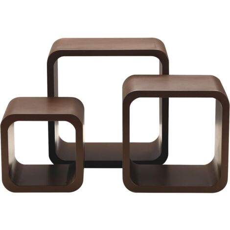 King Home SET 3 STÜCKE(cm 17x17x15 + 22x22x15 + 27x27x15) WALNUSS STEINIGES QUADRAT VERSENKTES BASKET 4 STÜCKE