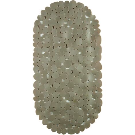 King Home STONE GREY OVAL PVC BATHTUB RUG 67x34 cm