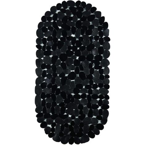 King Home TAPPETO INTERNO VASCA STONE NERO OVALE in PVC 67x34 cm