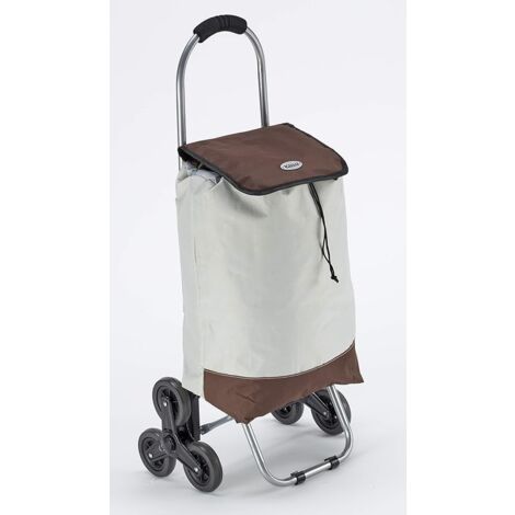 King Home TRIO BEIGE BICOLOR wasserdichter Einkaufswagen 32x25x88h cm beige/walnuss