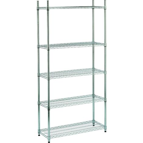 King Home Verchromtes Regal 5 Böden 90x35x180 cm