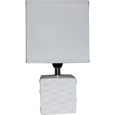 King Home WEISSE TISCHLAMPE Keramik quadratischer Sockel 14x11x26h cm