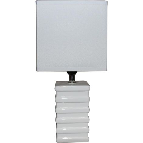 King Home WEISSE TISCHLAMPE Keramik rechteckiger Sockel 14x11x29,5 cm