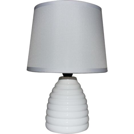 King Home WEISSE TISCHLAMPE Keramik runder Sockel 15x26,5h cm