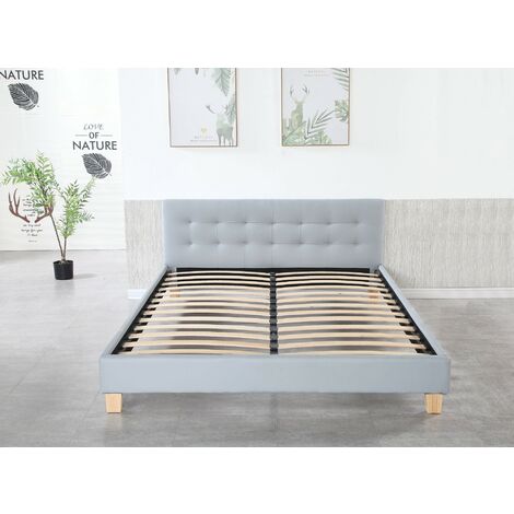 King Of Dreams – Lit 120x190 confortable avec sommier et tête de lit capitonnée – Revêtement PVC simili – 14 lattes en MDF – Montage rapide et facile