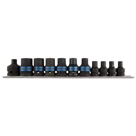 KING TONY - Jeu de 10 douilles Torx E  à choc + accessoires en rail E5 à E20