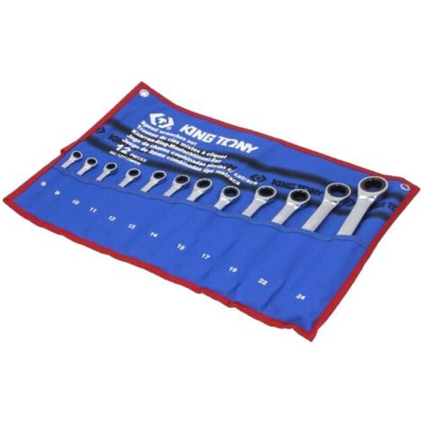 King Tony Jeu de 12 cles plate mixte a cliquet non reversibles - mrn