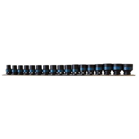 KING TONY - Jeu de 17 douilles à chocs 12 pans de 10 à 32mm sur rack