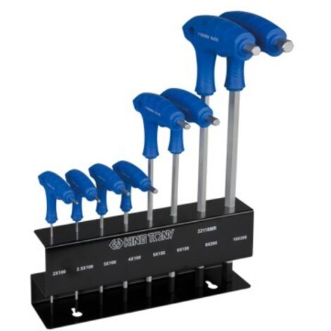 KING TONY - Jeu de 8 clés Allen "Point Ball" à poignée en L, 2 à 10mm sur rack