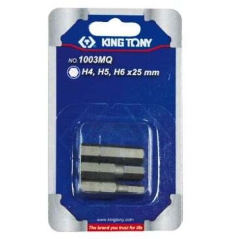KING TONY - Jeu d'embouts de vissage 1/4" 6pans (H4,H5,H6) - 3 pièces