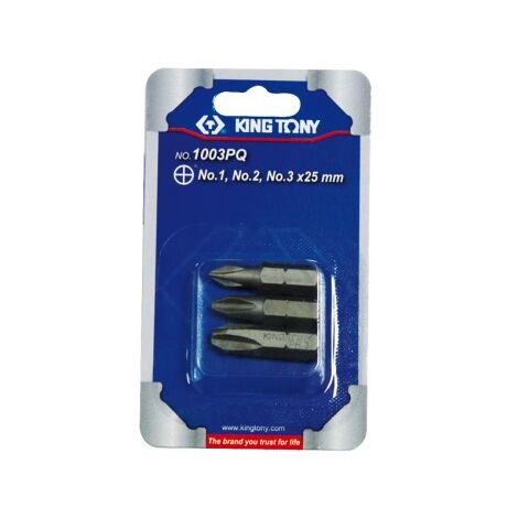 KING TONY - Jeu d'embouts de vissage 1/4" PHILLIPS® (N°1,N°2,N°3) - 3 pièces