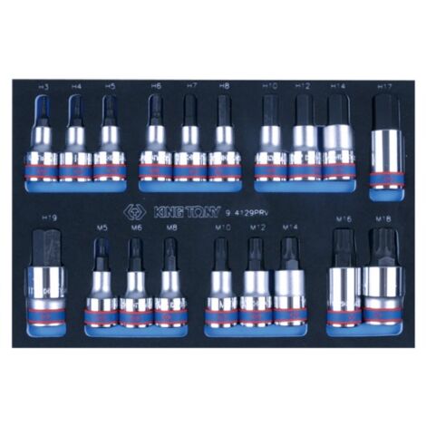 KING TONY - Module mousse + PP 19 pièces douilles 1/2" XZN + Allen