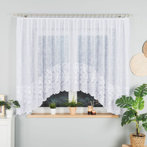 KINGA - Fertiggardine aus Jacquard mit Schnitt unten - 400x160 cm - weiß