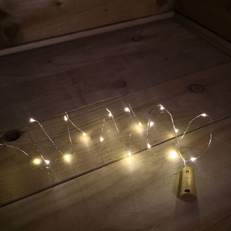 20 Warm White LED Wine Bottle Cork Battery String Lights Christmas Decoration - Kingavon