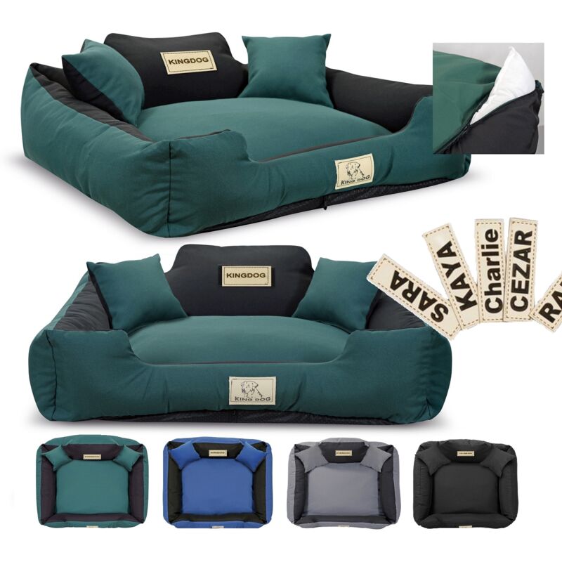 KINGDOG MM43 lit pour chien parc 75x65 cm personnalisé, amovible, antidérapant vert