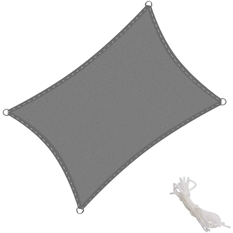 

Toldo Vela Rectangular 2.5x3m Vela de Sombra para Exteriores Patio Jardín Protección UV Polietileno de Gran Densidad Transpirable, Color Grafito