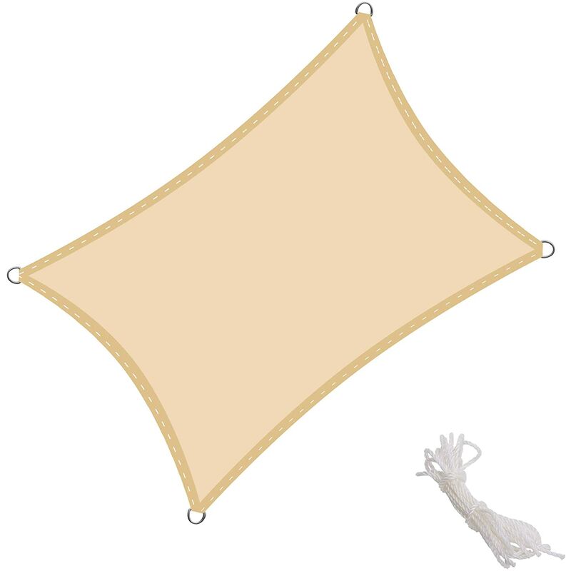 

Toldo Vela Rectangular 4x5m Vela de Sombra para Exteriores Patio Jardín Protección UV PES Impermeable, Color Arena